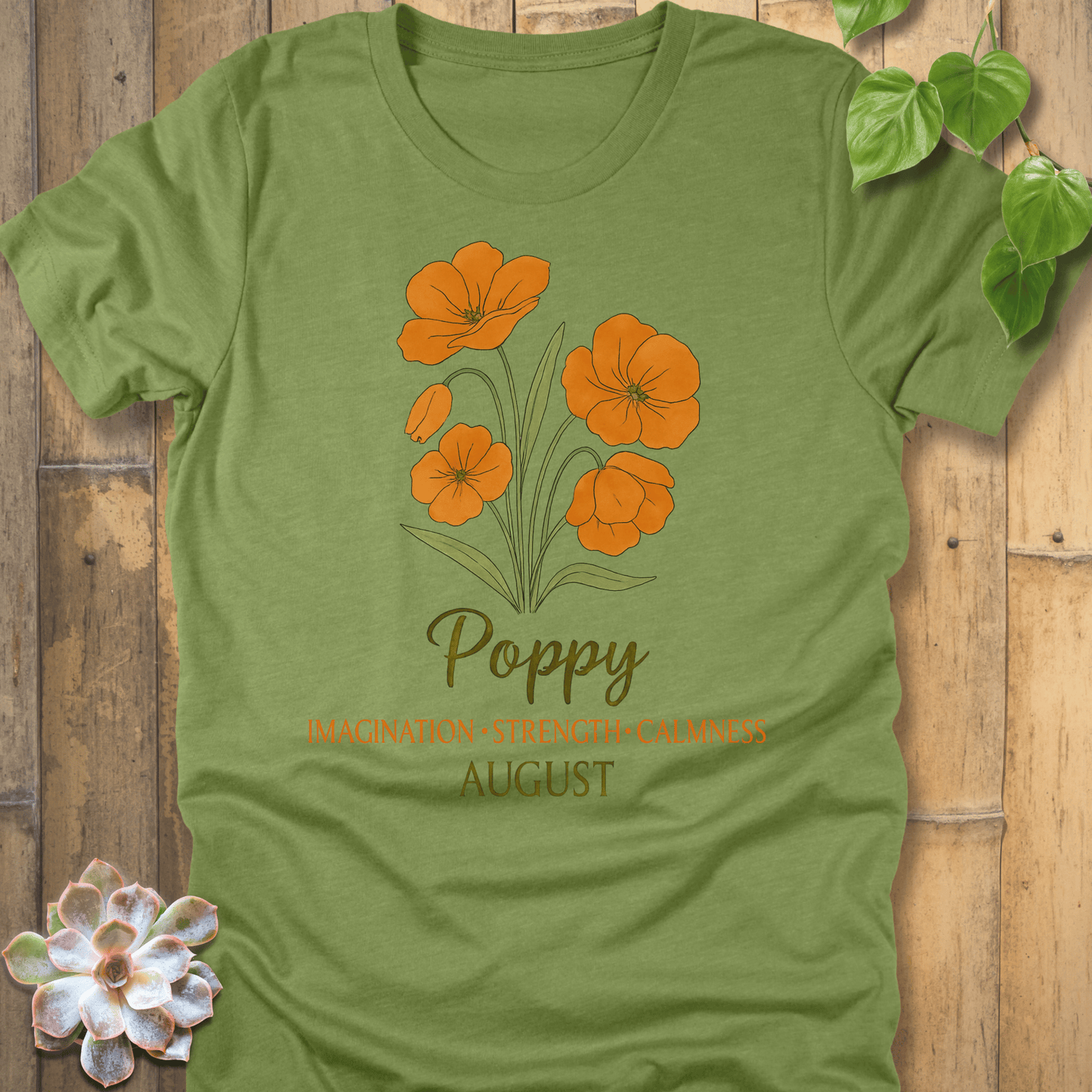 Heather Green / S August Poppy T-shirt T-Shirt