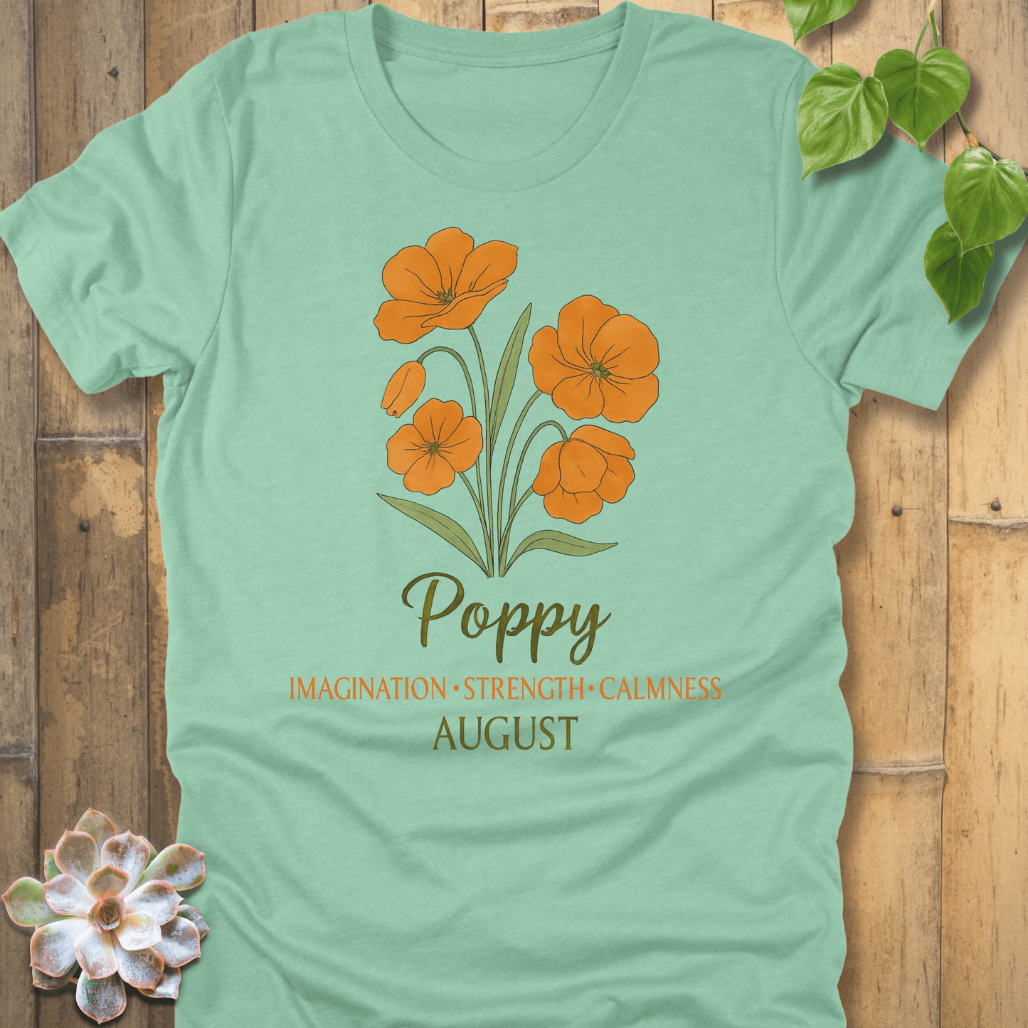 Heather Mint / S August Poppy T-shirt T-Shirt