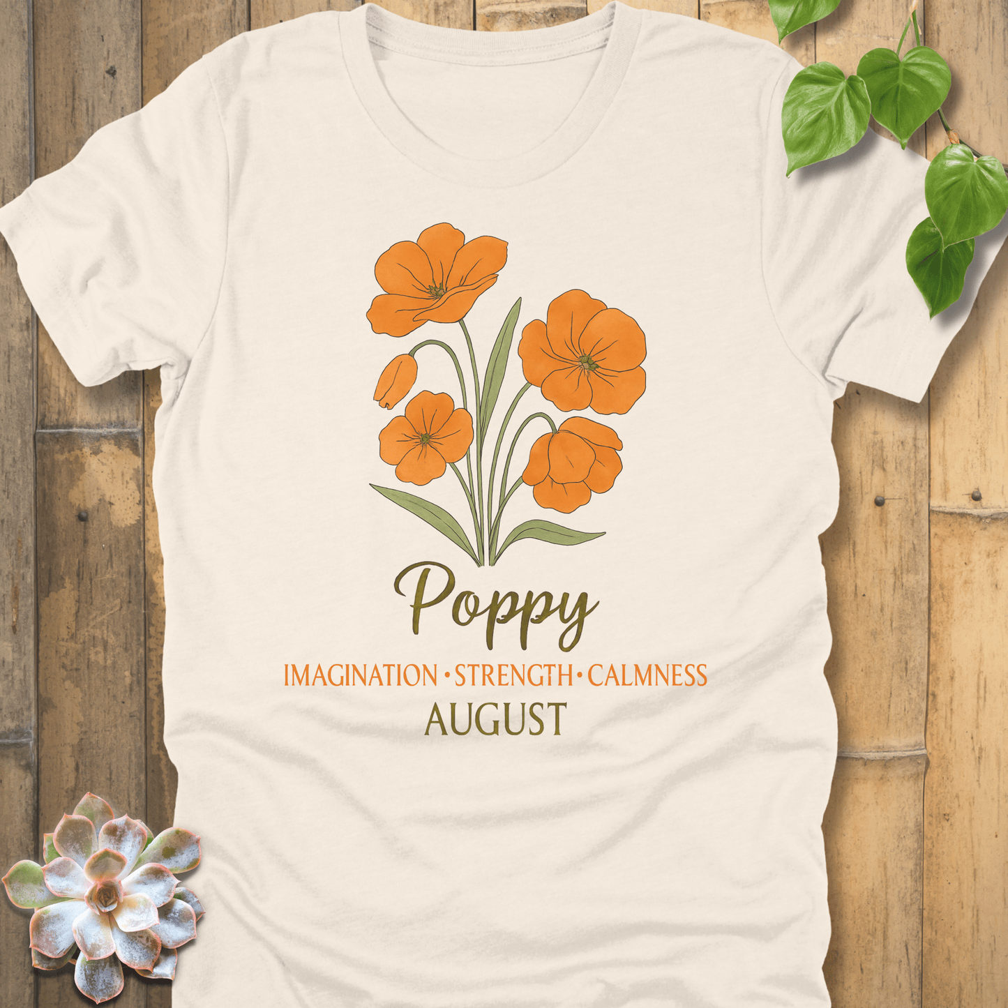 Natural / S August Poppy T-shirt T-Shirt