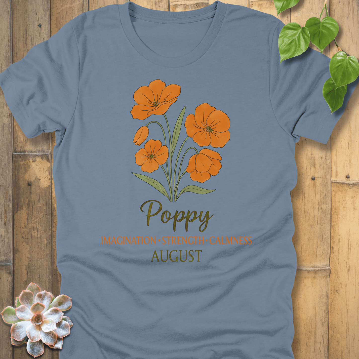 Steel Blue / S August Poppy T-shirt T-Shirt