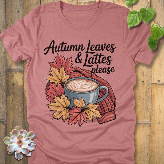 Heather Mauve / S Autumn Leaves & Lattes - T-Shirt T-Shirt