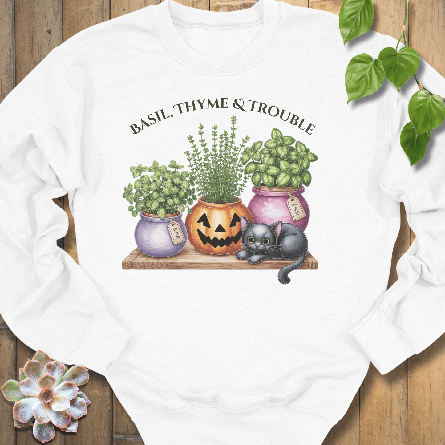 White / S Basil, Thyme & Trouble Sweatshirt Sweatshirt
