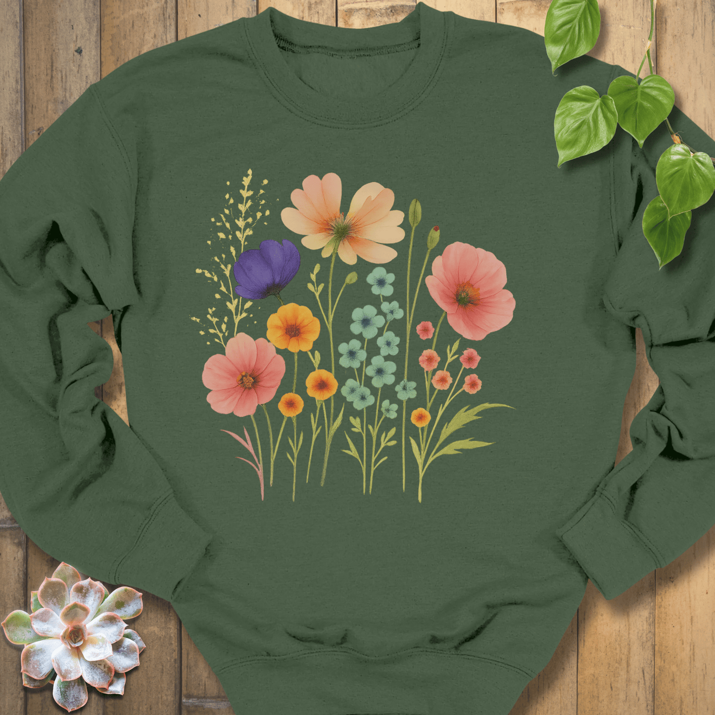 Military Green / S Beautiful Day Sweatshirt Sweatshirt