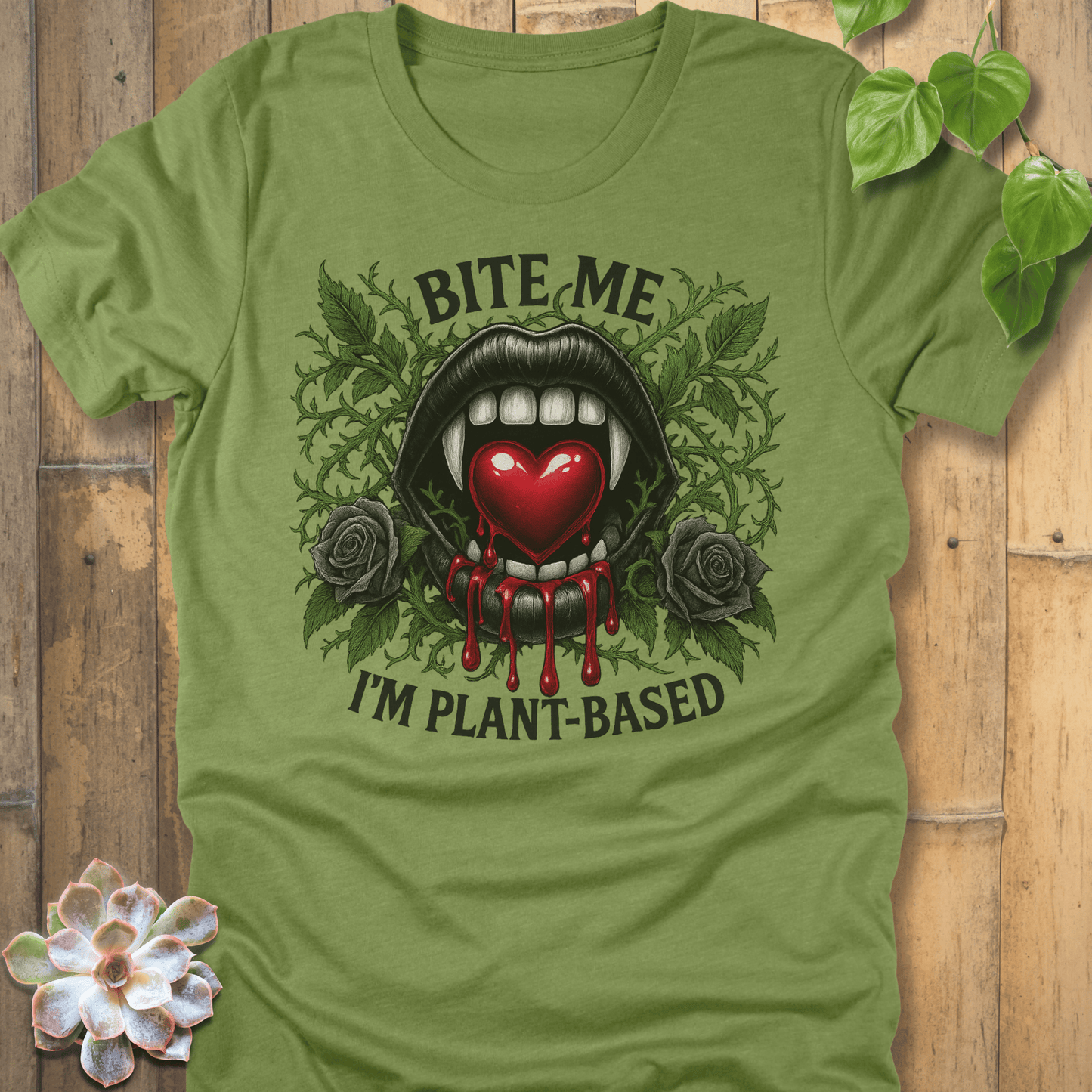 Heather Green / S Bite Me T-Shirt T-Shirt