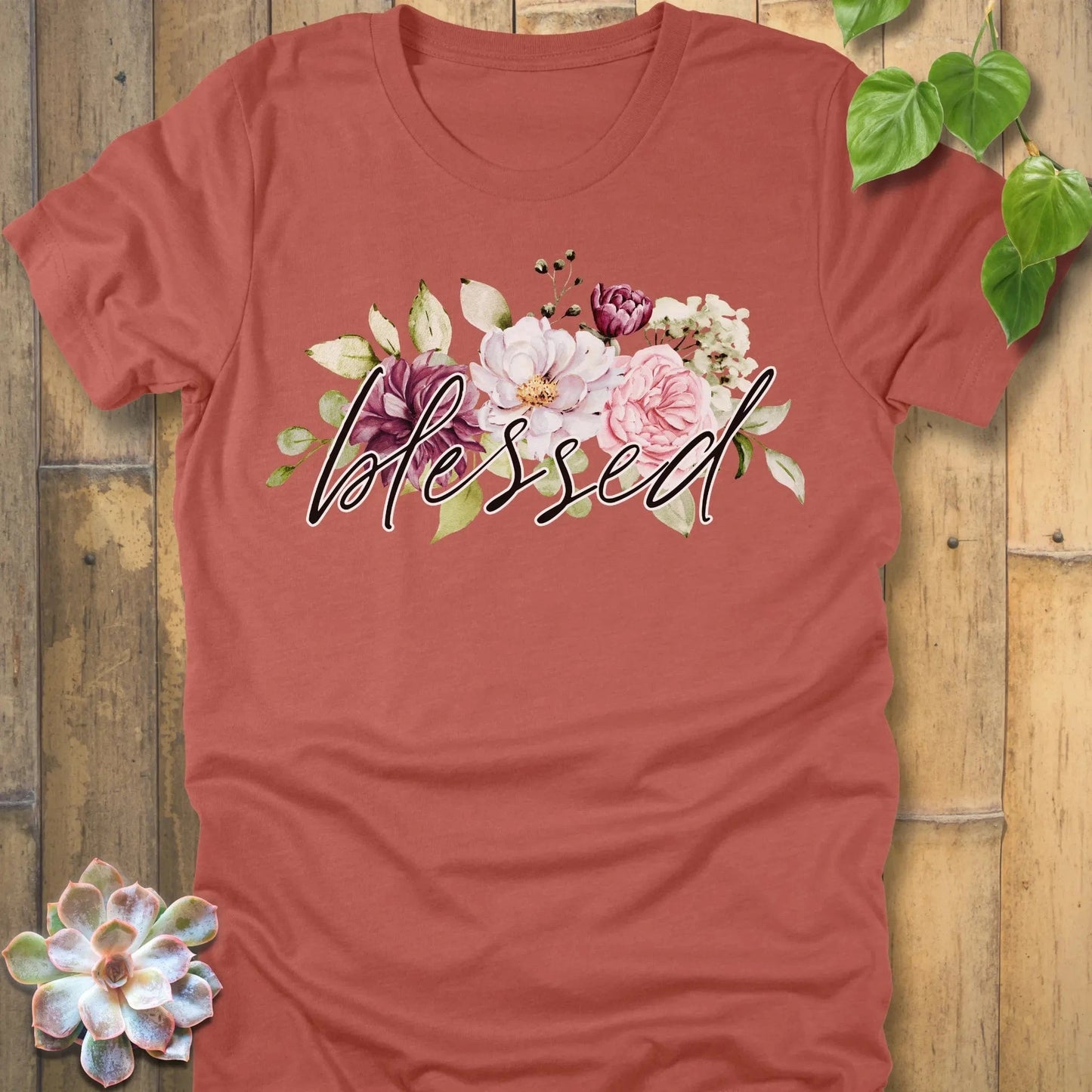 Heather Clay / S Blessed Flowers T-Shirt T-Shirt