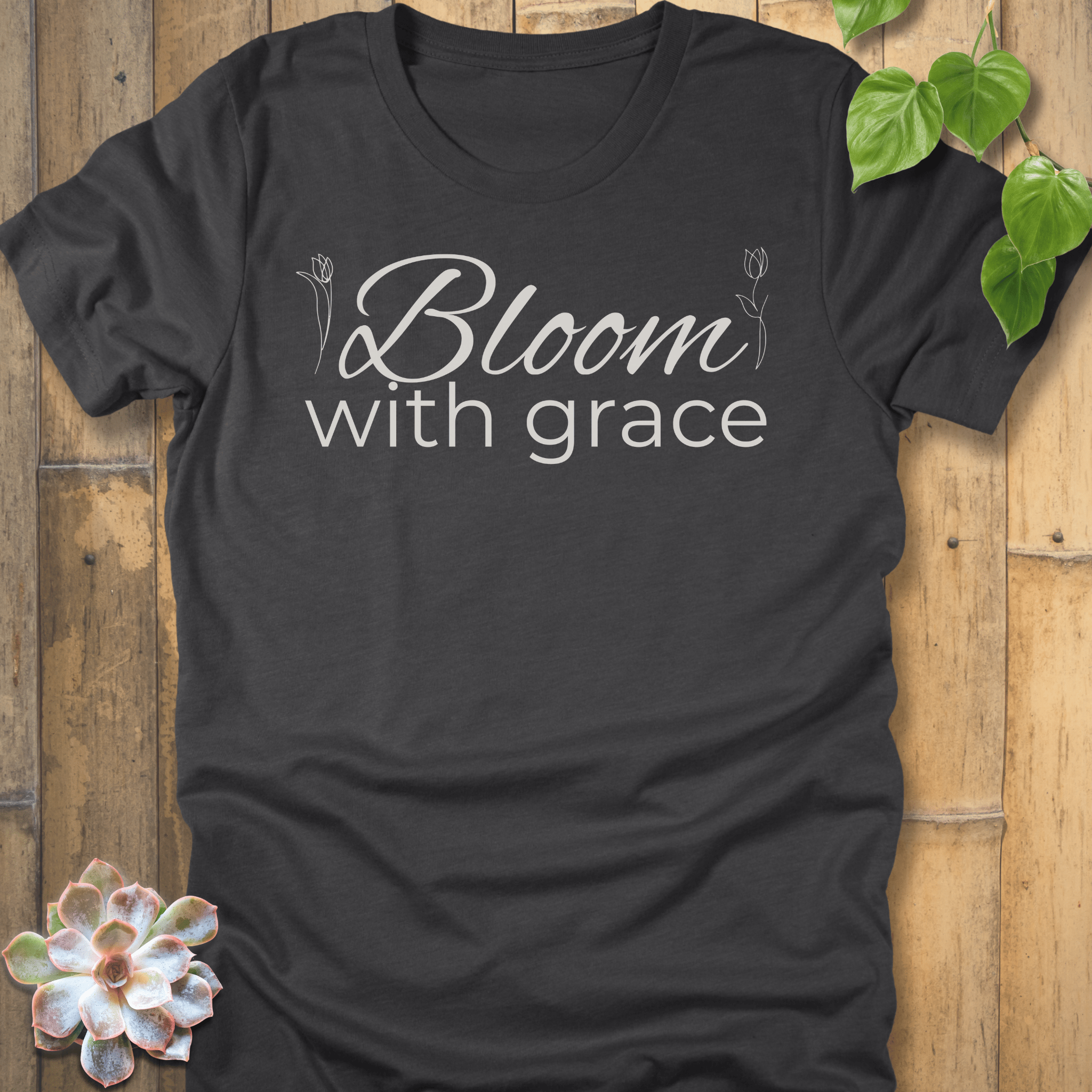 Dark Grey Heather / S Bloom With Grace T-Shirt T-Shirt