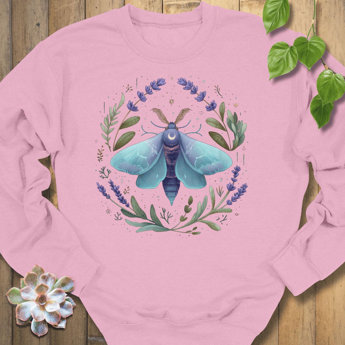 Light Pink / S Botanic Moth Sweatshirt Sweatshirt