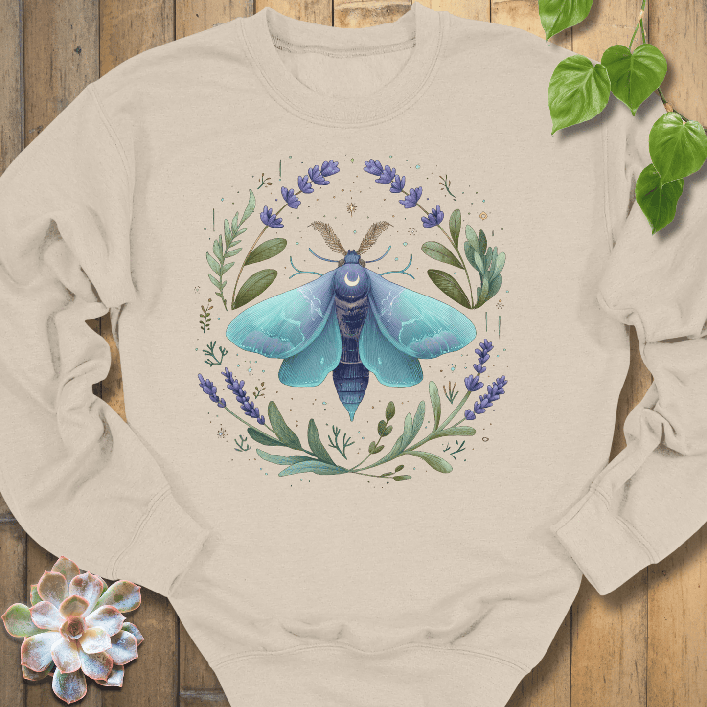 Sand / S Botanic Moth Sweatshirt Sweatshirt