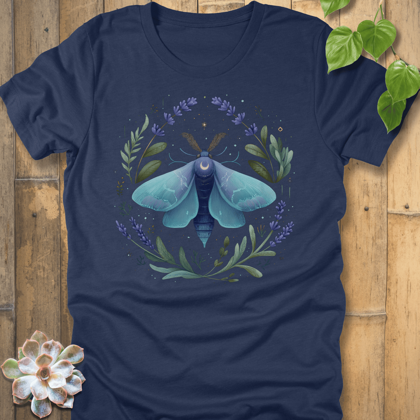 Heather Navy / S Botanic Moth T-shirt T-Shirt