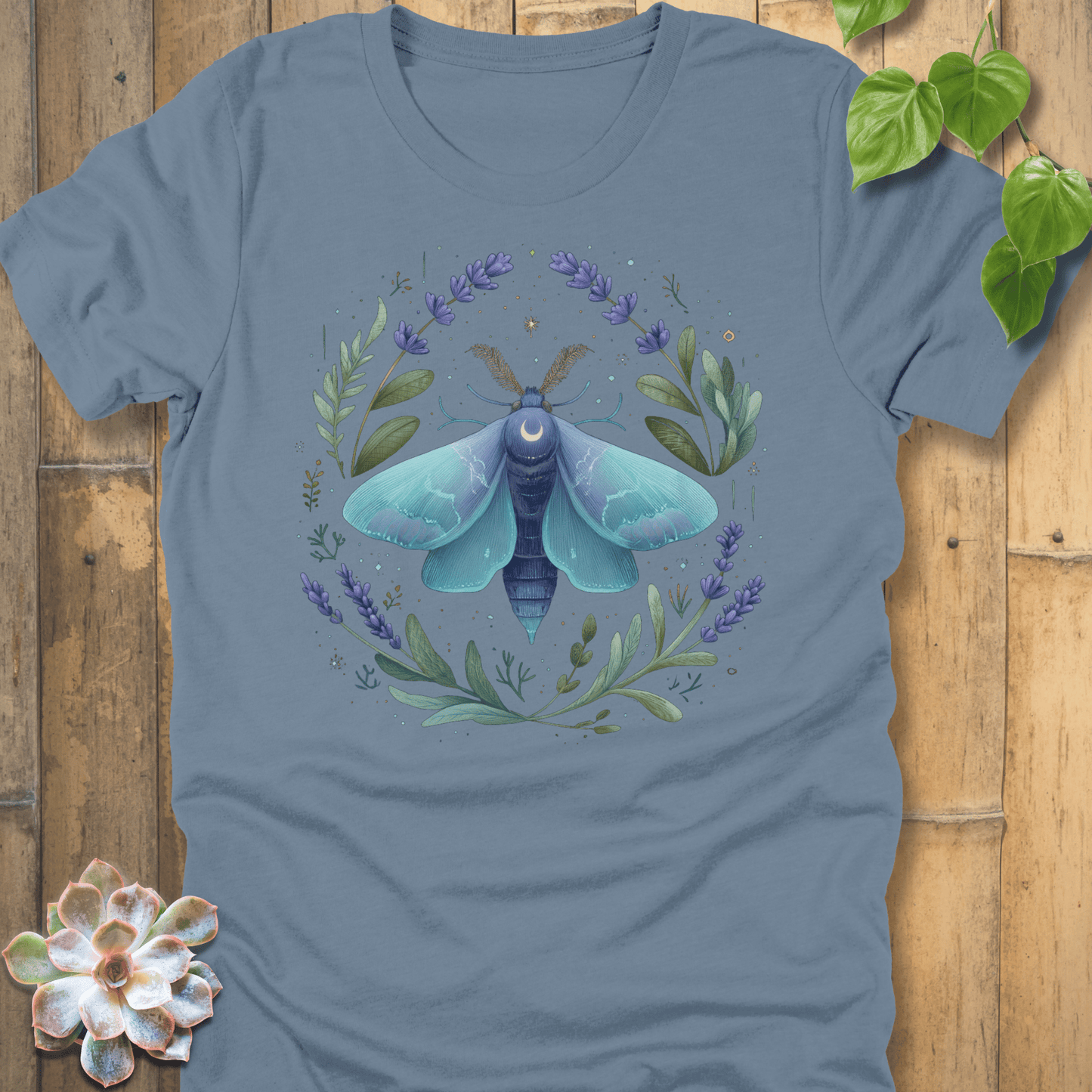 Steel Blue / S Botanic Moth T-shirt T-Shirt