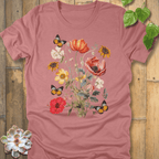 Heather Mauve / S Butterfly Blooms T-Shirt T-Shirt