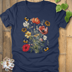 Heather Navy / S Butterfly Blooms T-Shirt T-Shirt