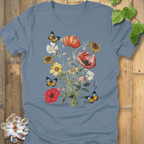 Steel Blue / S Butterfly Blooms T-Shirt T-Shirt