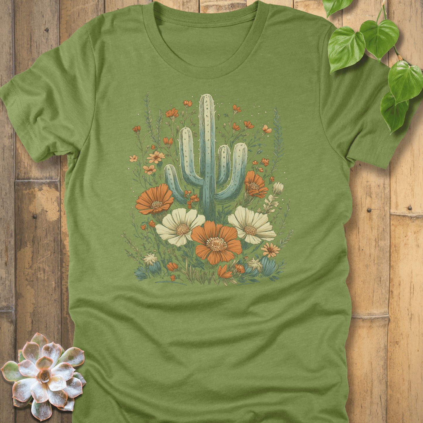 Heather Green / M Cactus Blossom T-Shirt T-Shirt