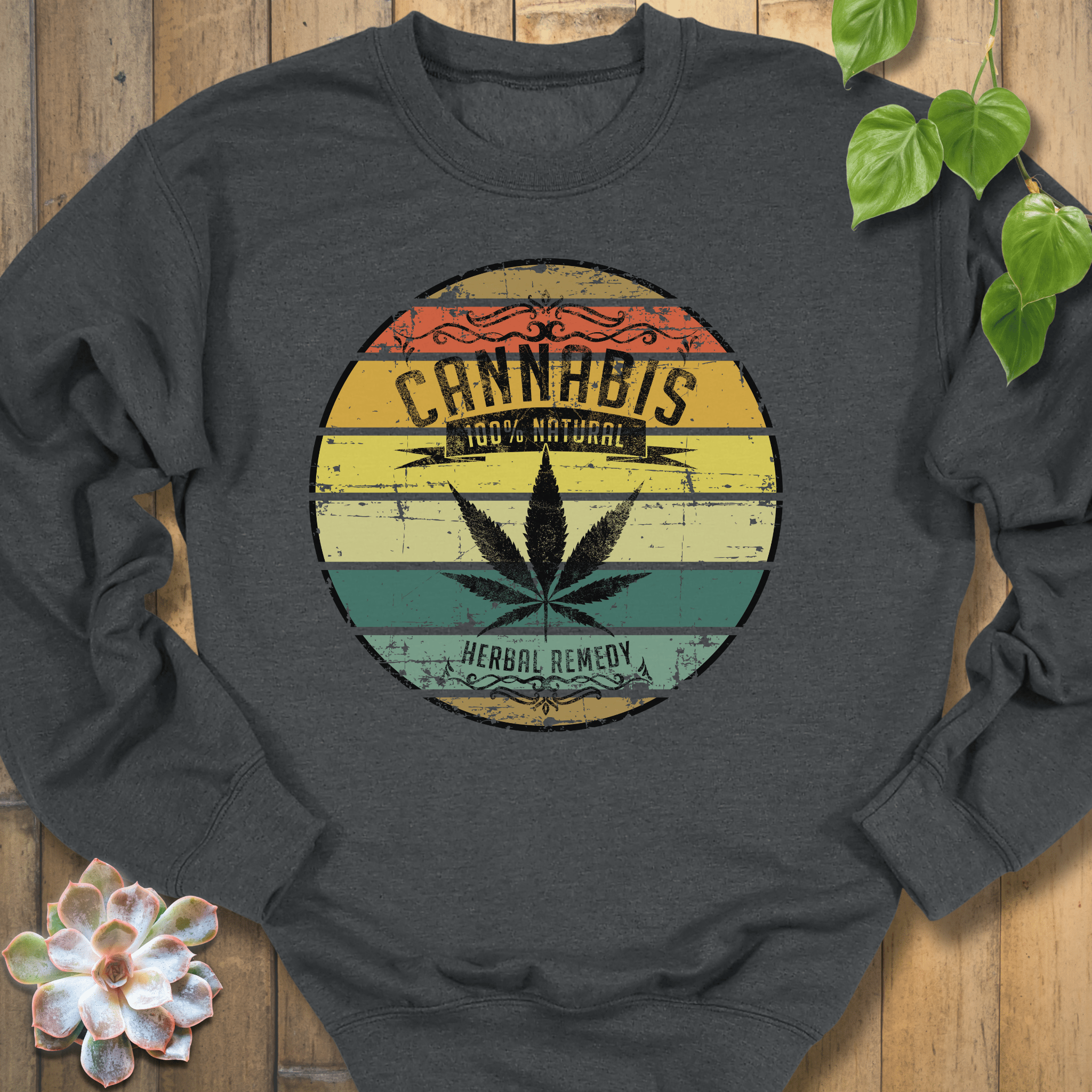 Dark Heather / S Cannabis 100% Natural Sweatshirt Sweatshirt
