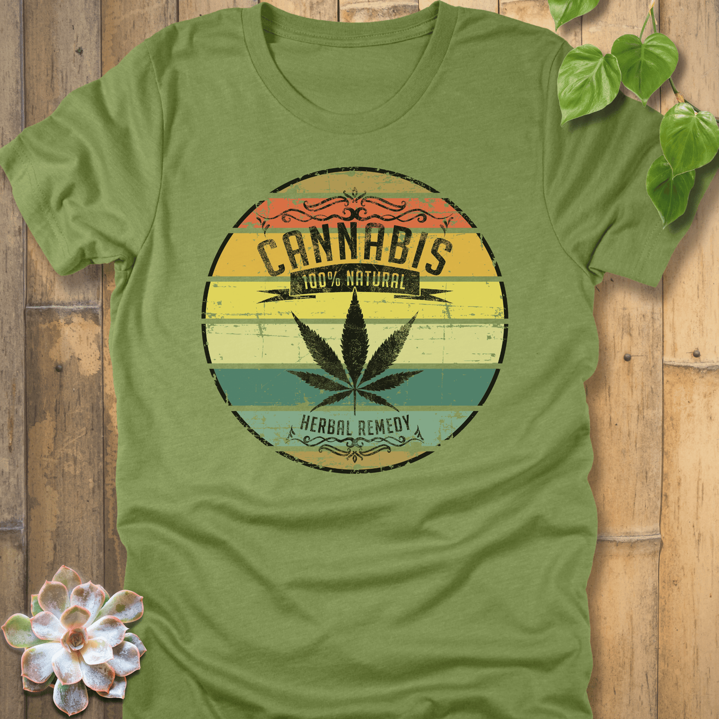 Heather Green / M Cannabis 100% Natural T-Shirt T-Shirt