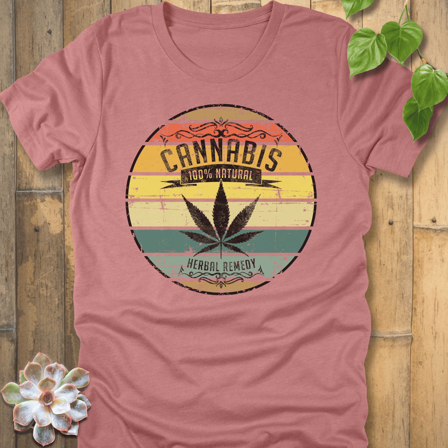 Heather Mauve / M Cannabis 100% Natural T-Shirt T-Shirt