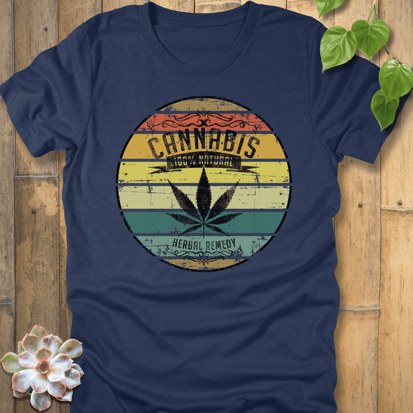 Heather Navy / S Cannabis 100% Natural T-Shirt T-Shirt