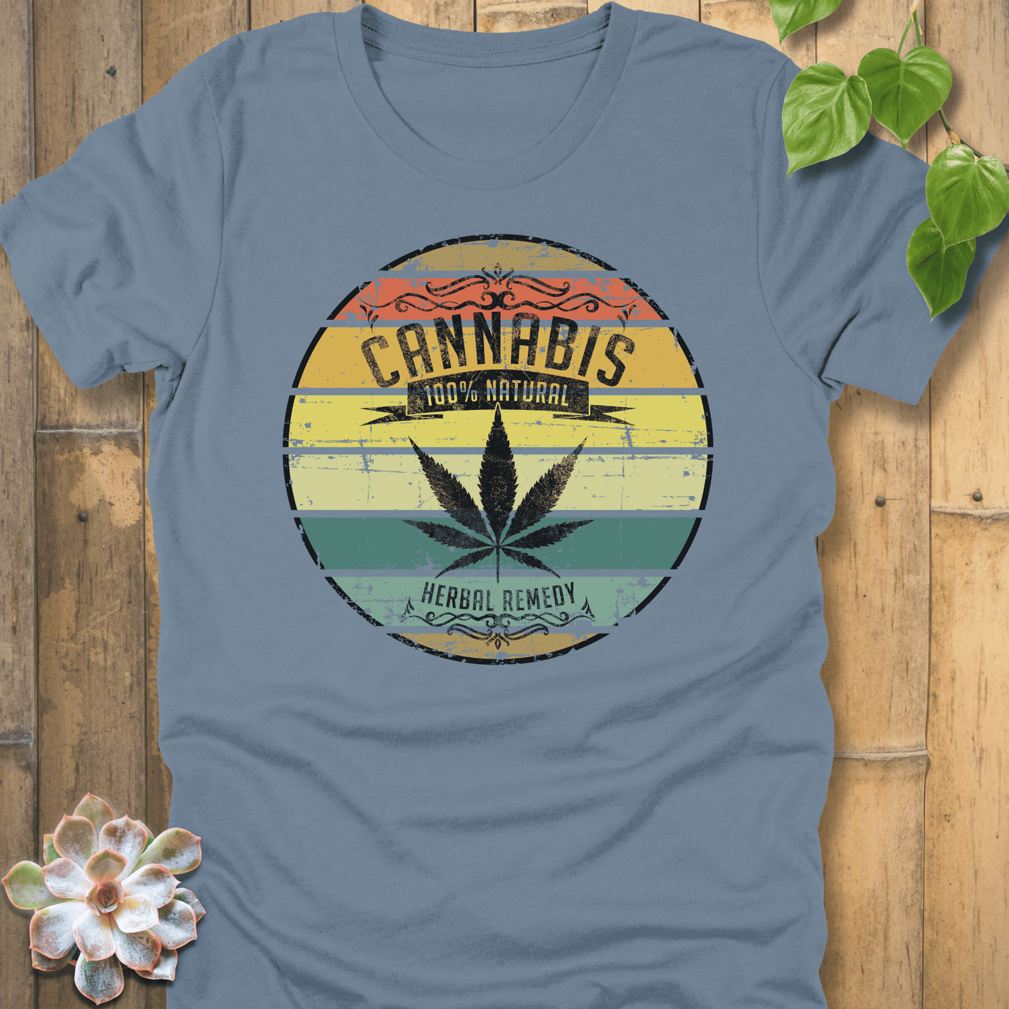 Steel Blue / S Cannabis 100% Natural T-Shirt T-Shirt