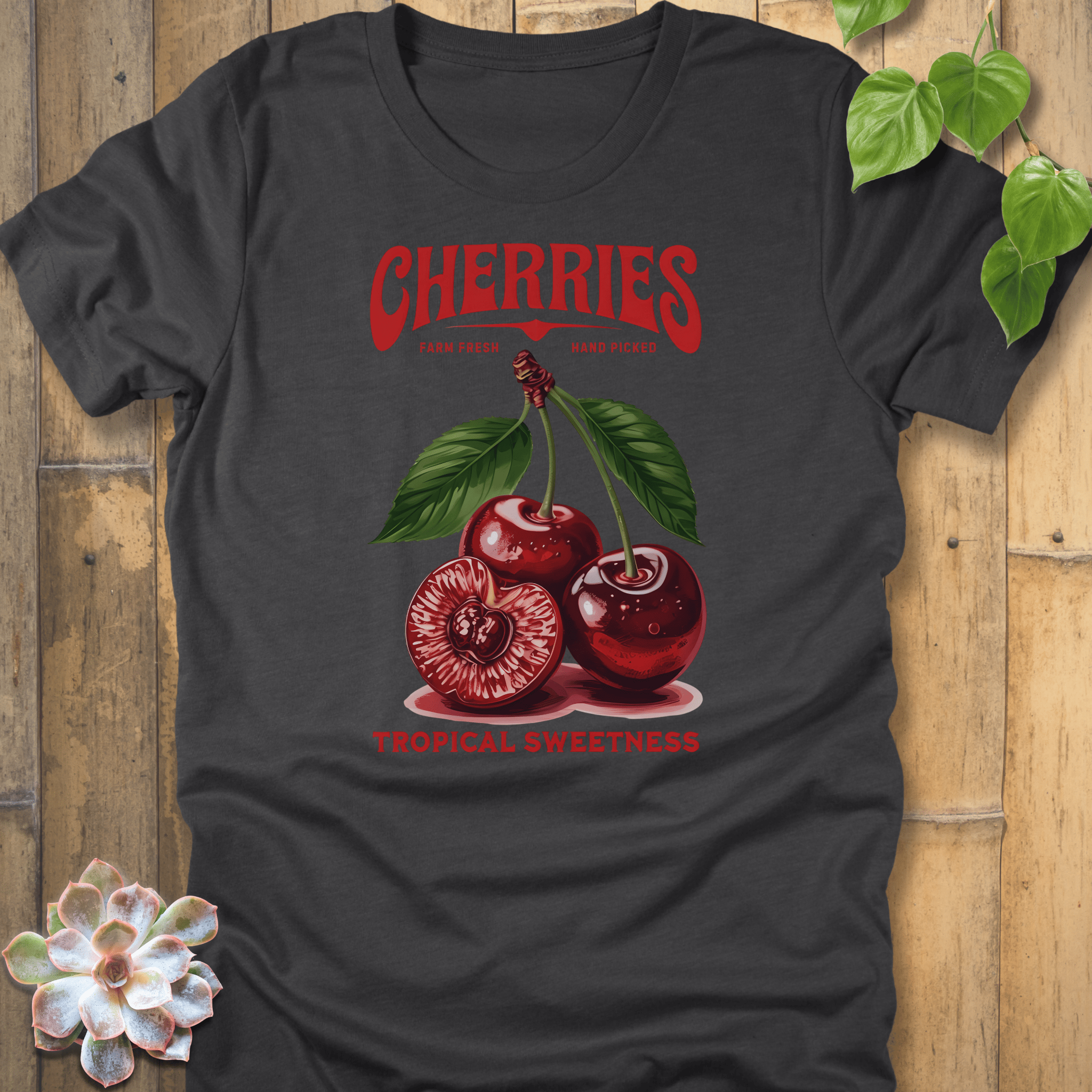 Dark Grey Heather / S Cherries Tropical Sweetness T-Shirt T-Shirt
