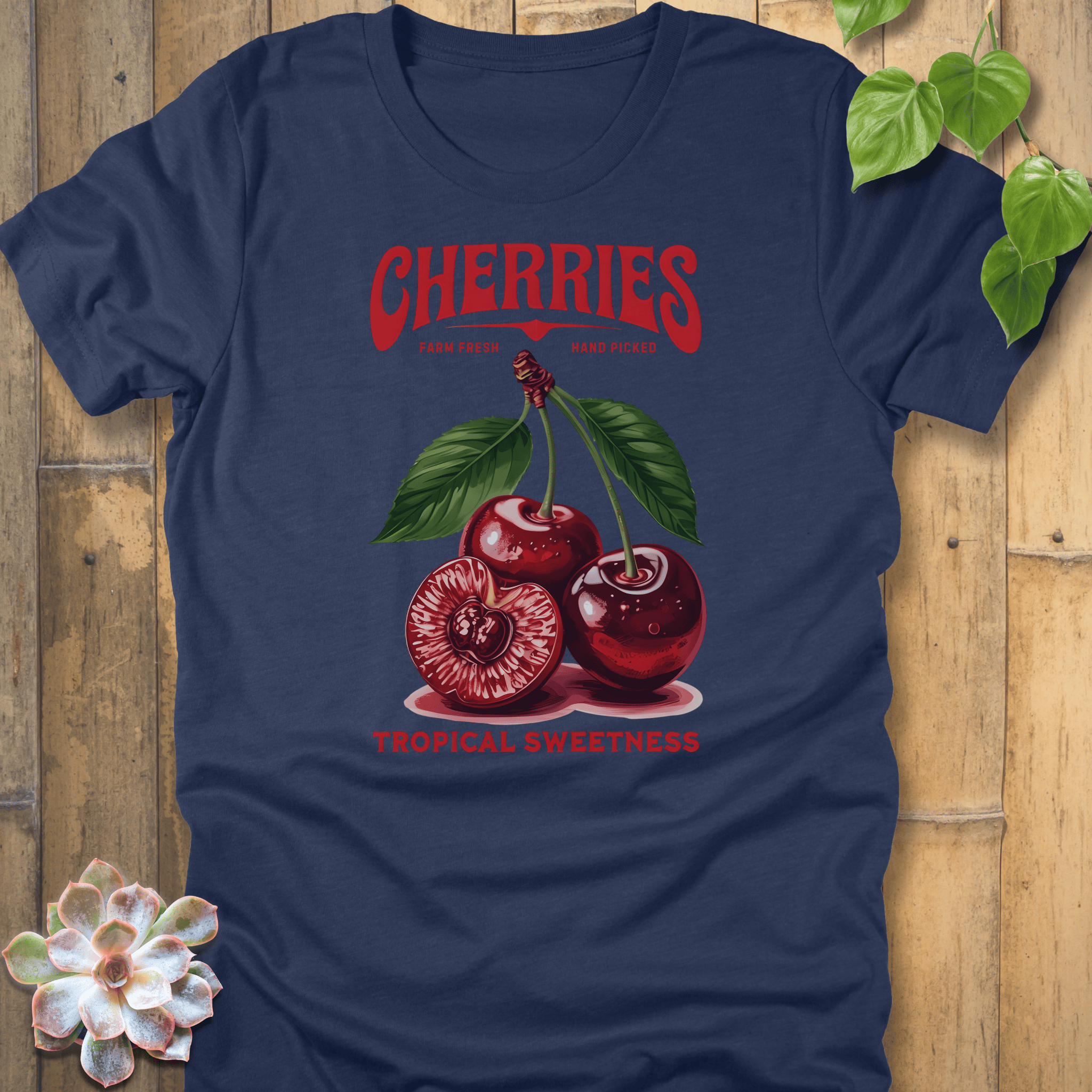 Heather Navy / S Cherries Tropical Sweetness T-Shirt T-Shirt