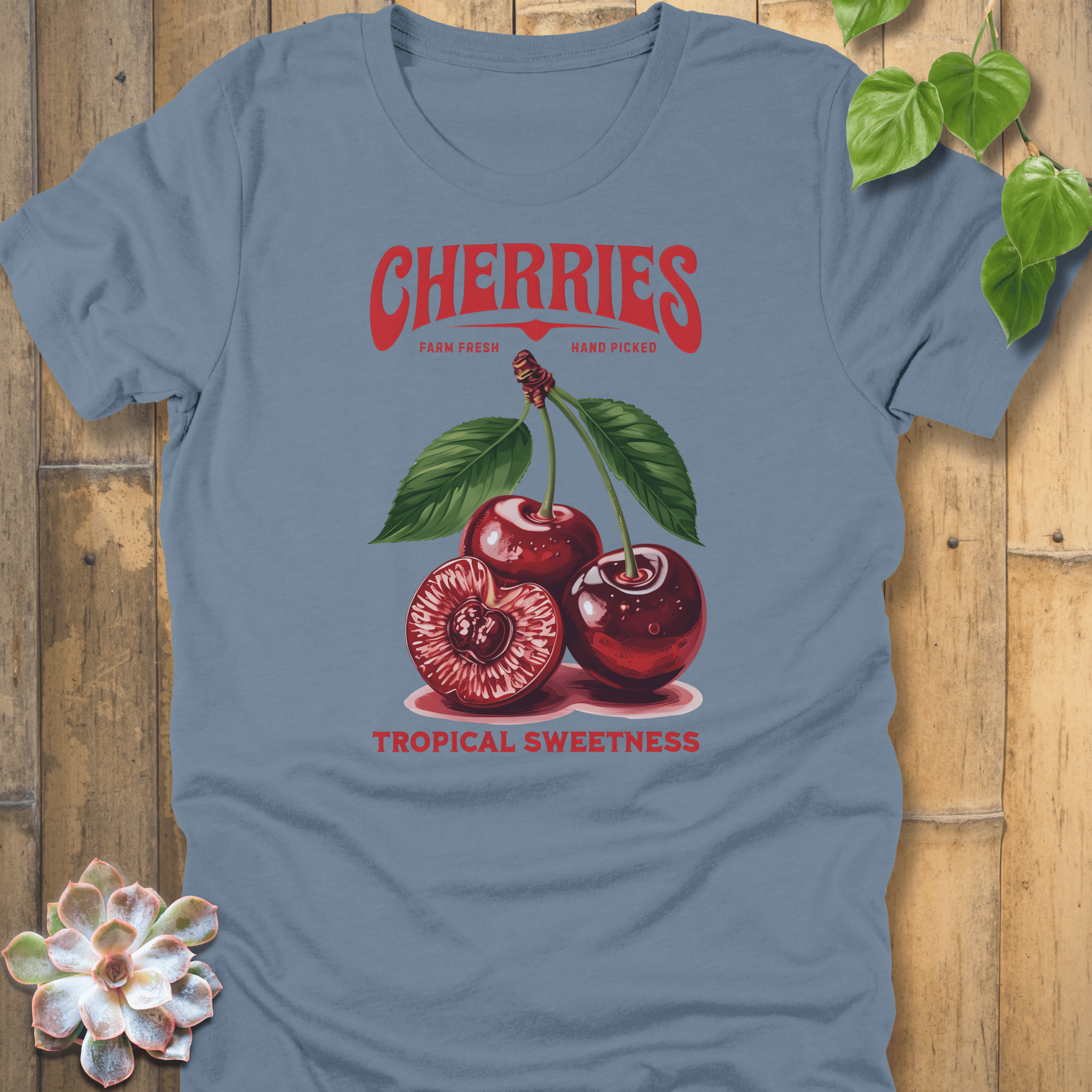 Steel Blue / S Cherries Tropical Sweetness T-Shirt T-Shirt