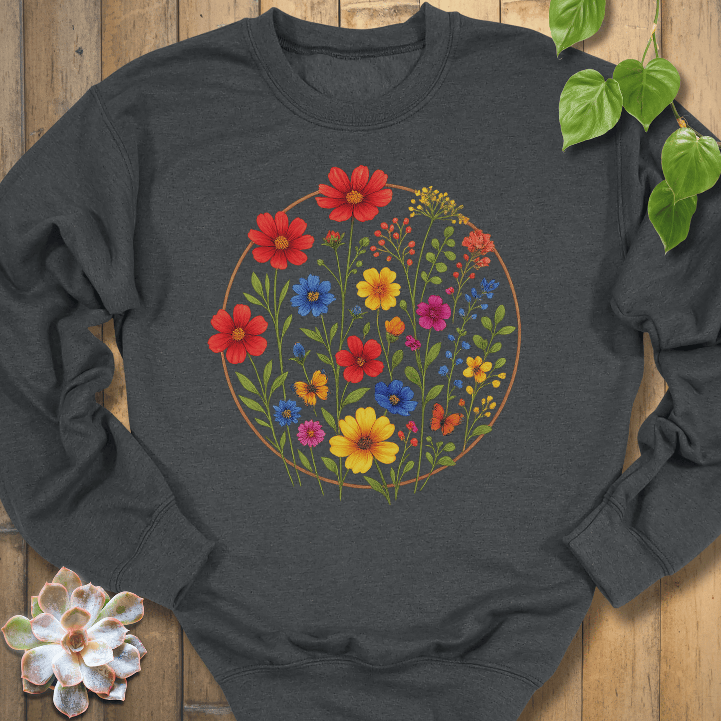 Dark Heather / S Circle Of Flowers Sweatshirt Sweatshirt