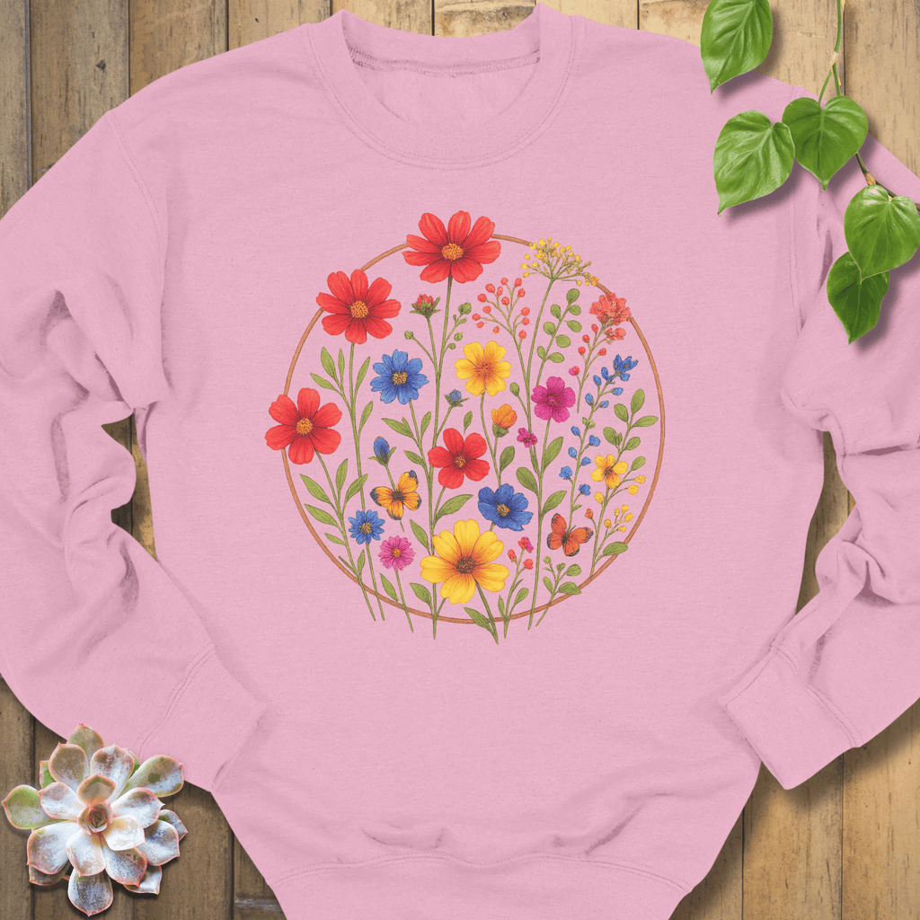 Light Pink / S Circle Of Flowers Sweatshirt Sweatshirt