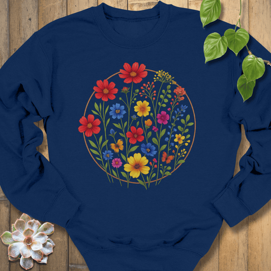 Navy / S Circle Of Flowers Sweatshirt Sweatshirt