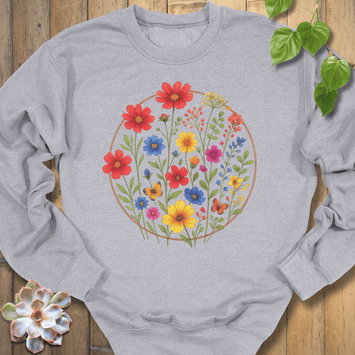 Sport Grey / S Circle Of Flowers Sweatshirt Sweatshirt