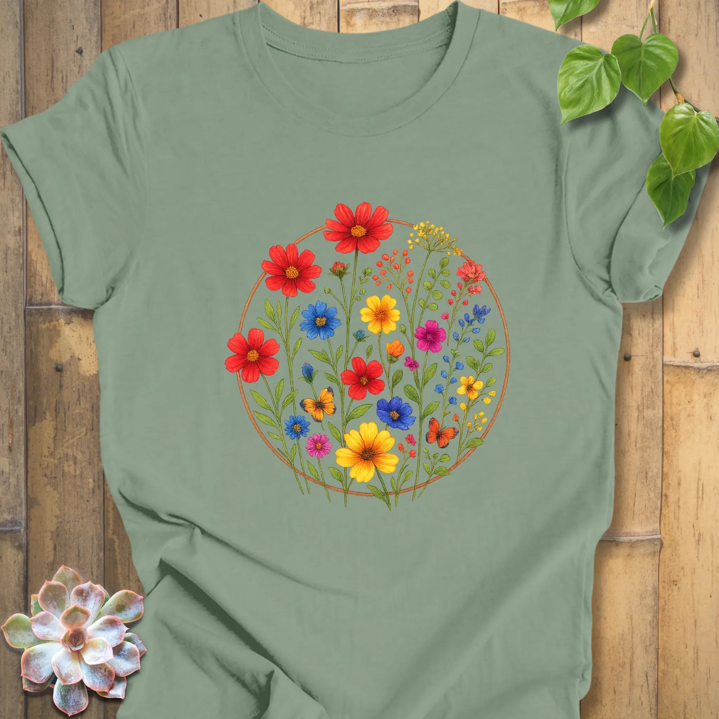 circular flower print shirt