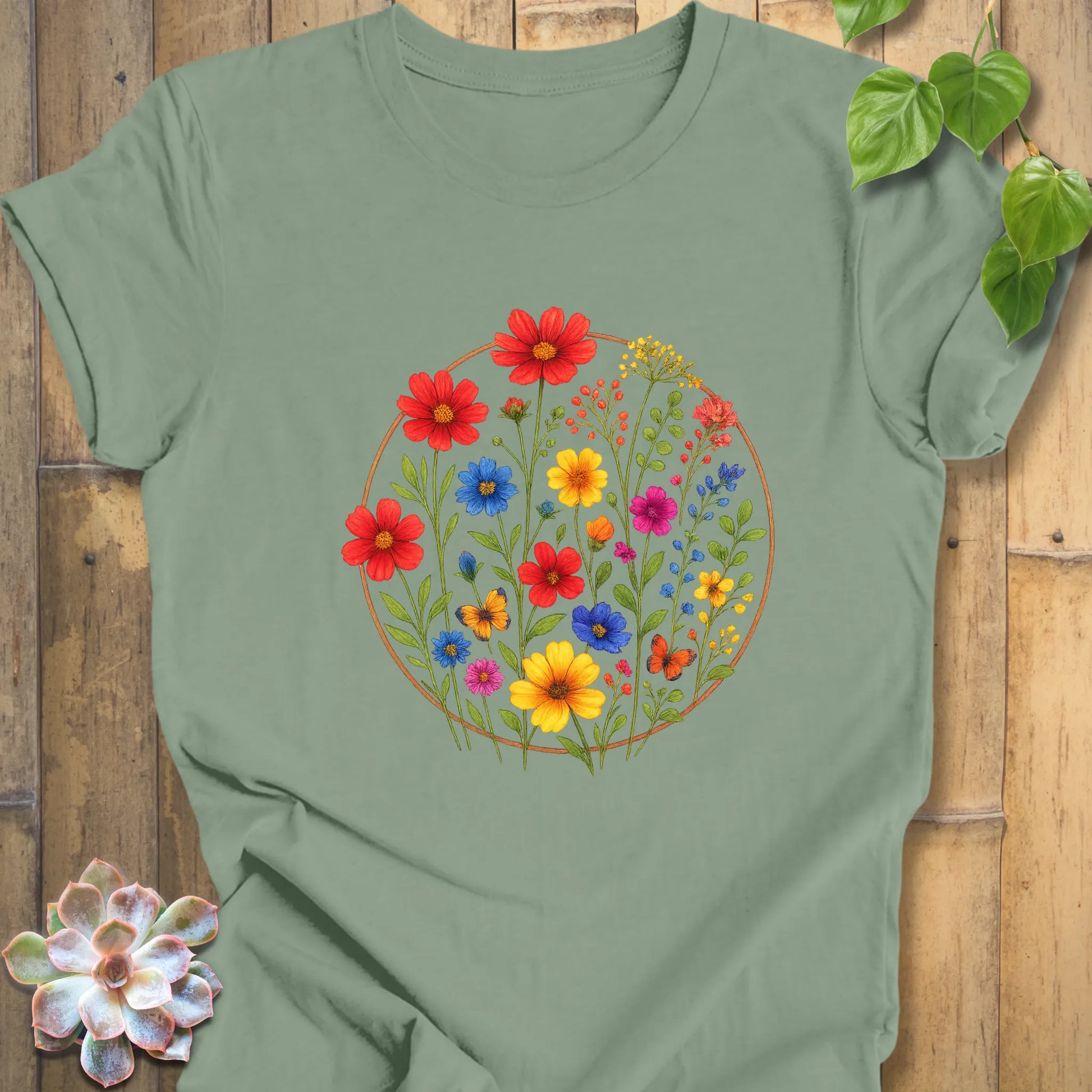 circular flower print shirt