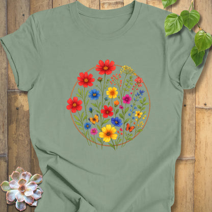 circular flower print shirt