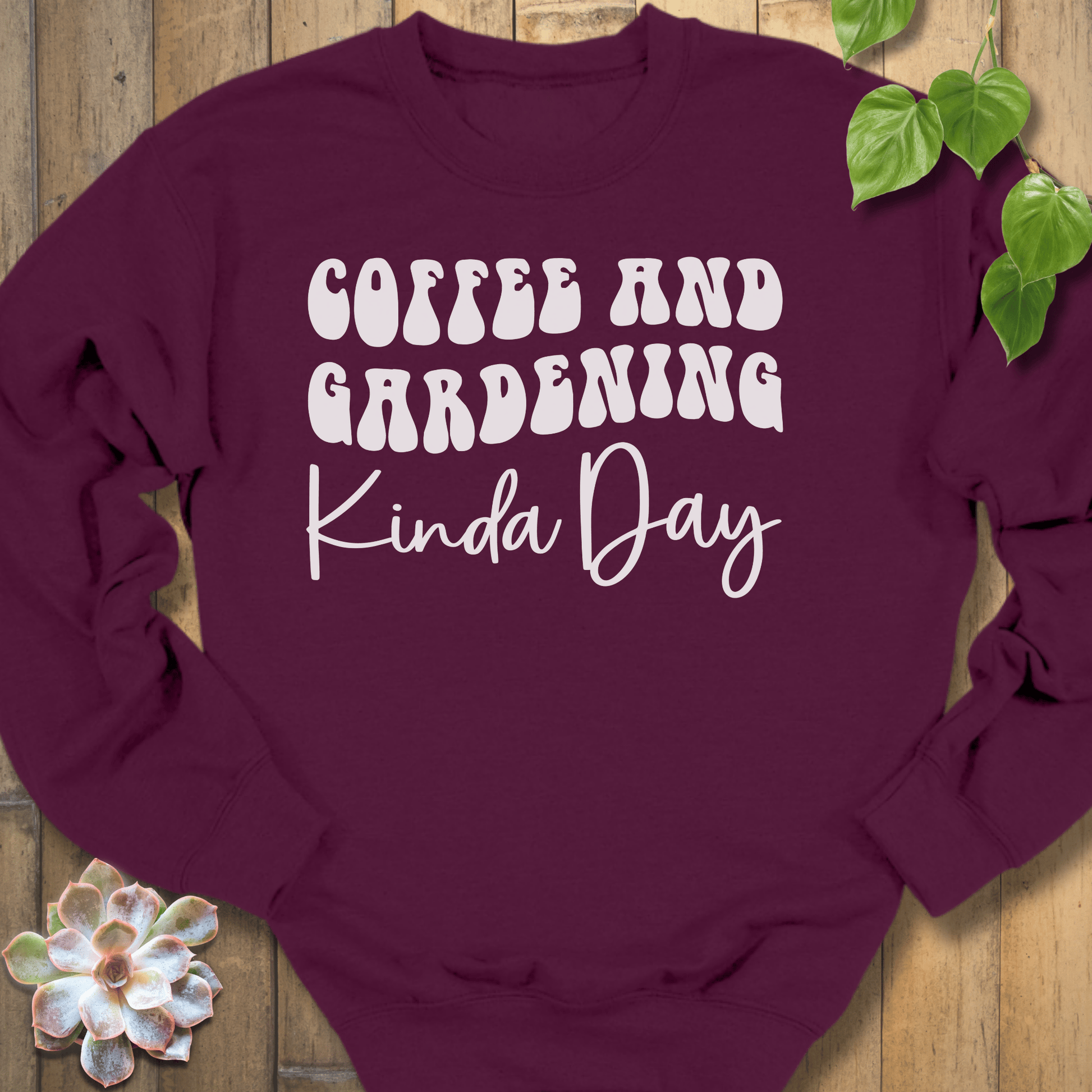 Maroon / S Coffee And Gardening Sweatshirt Sweatshirt