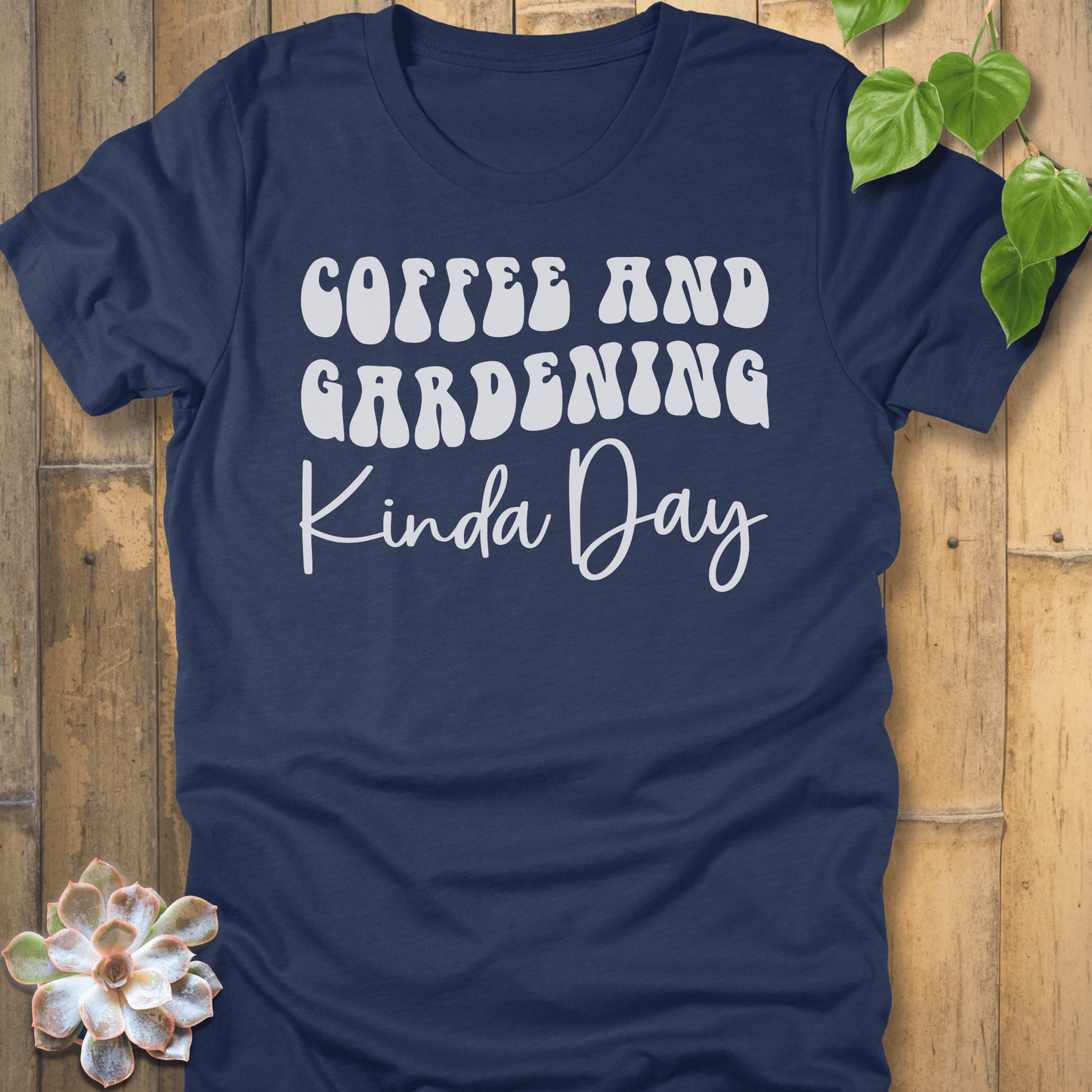 Heather Navy / S Coffee And Gardening T-Shirt T-Shirt