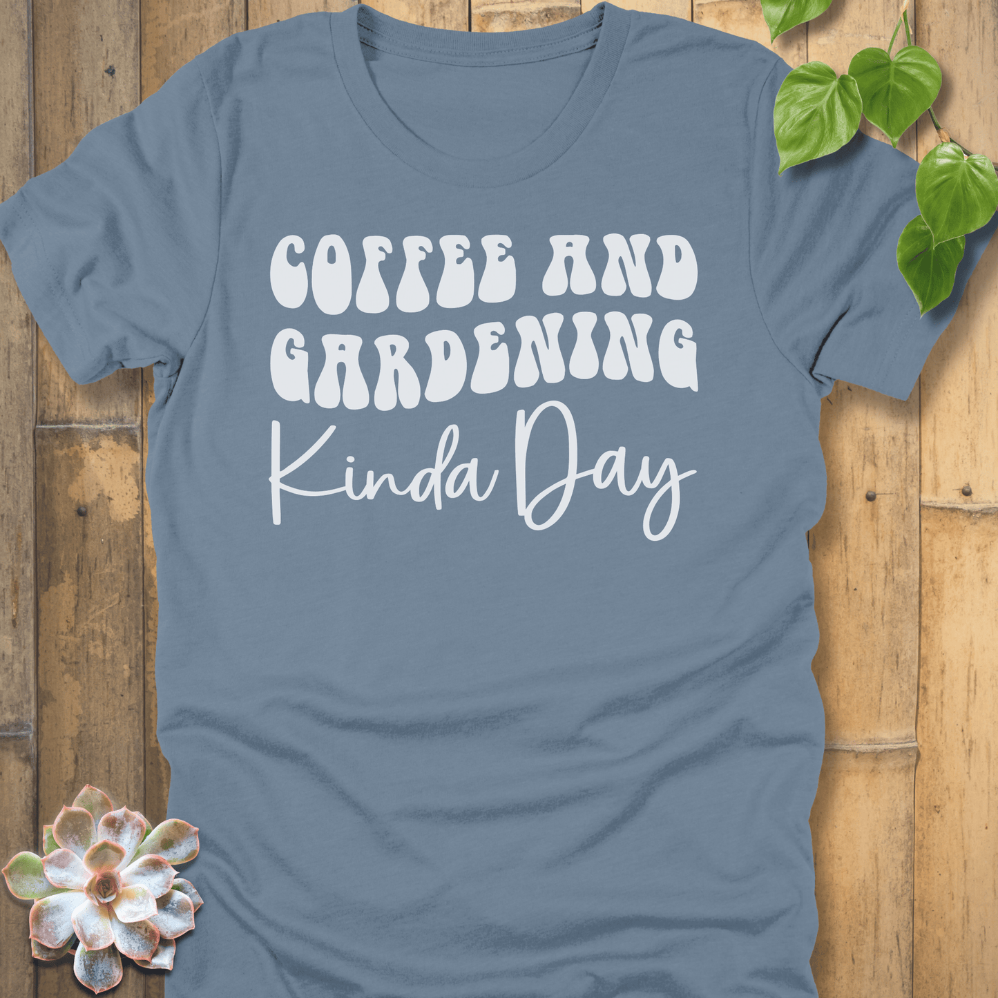 Steel Blue / S Coffee And Gardening T-Shirt T-Shirt