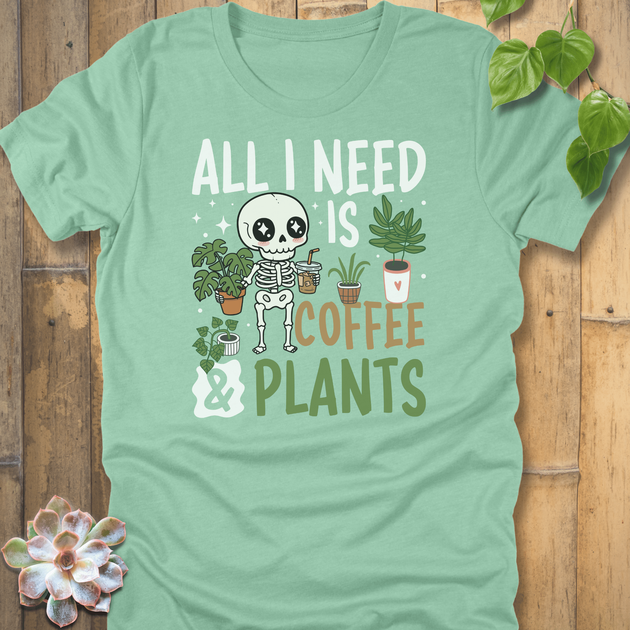 Heather Mint / S Coffee & Plant T-Shirt T-Shirt