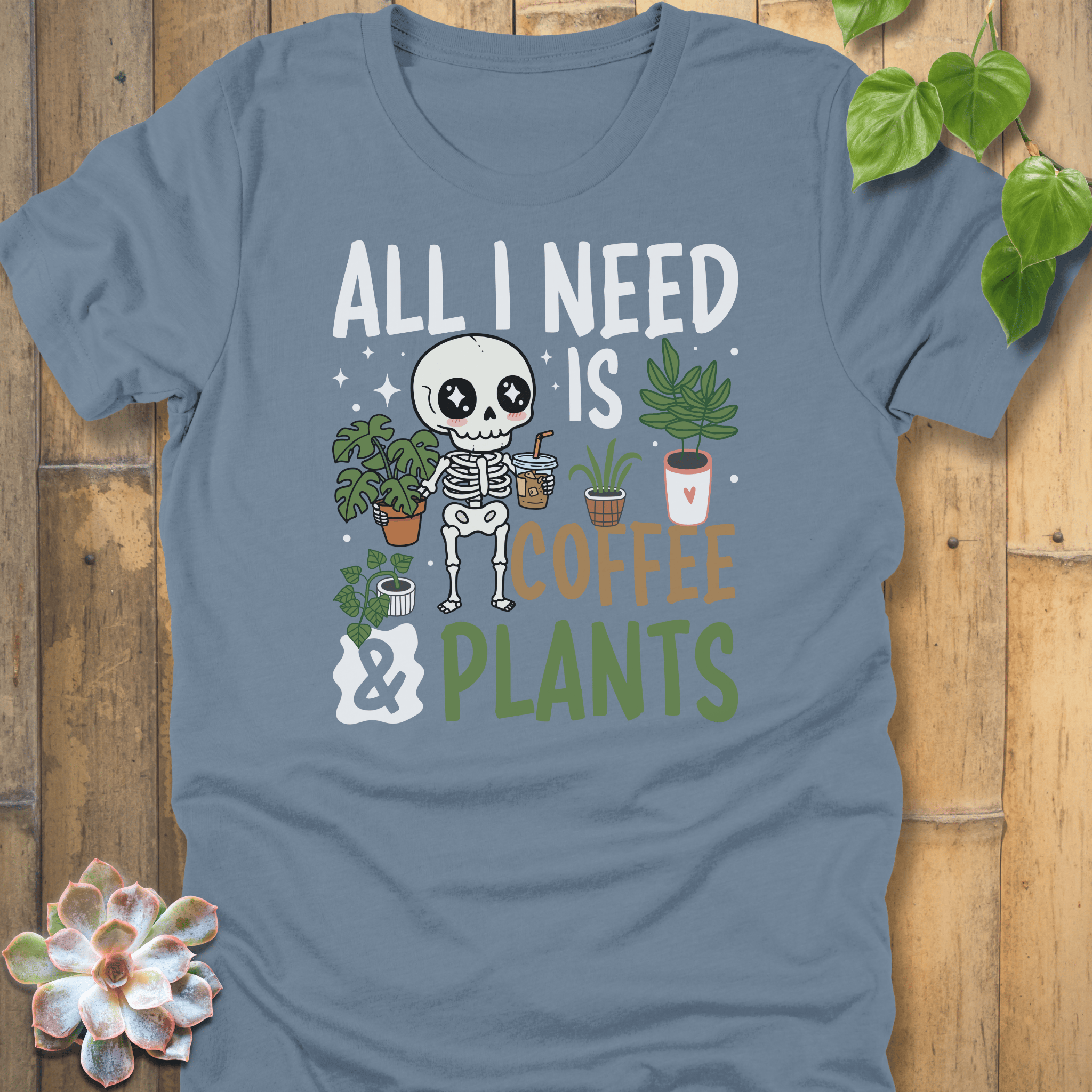 Steel Blue / S Coffee & Plant T-Shirt T-Shirt