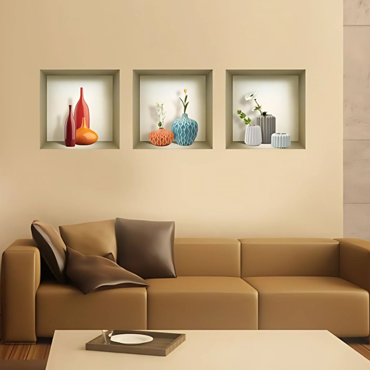 Colored Vase 3D Wall Art Decals - Set of 3 Home Decor