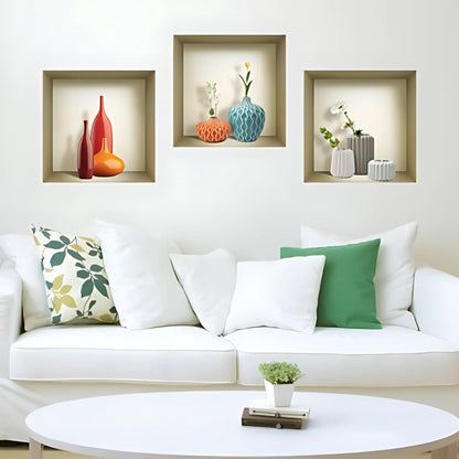 Colored Vase 3D Wall Art Decals - Set of 3 Home Decor