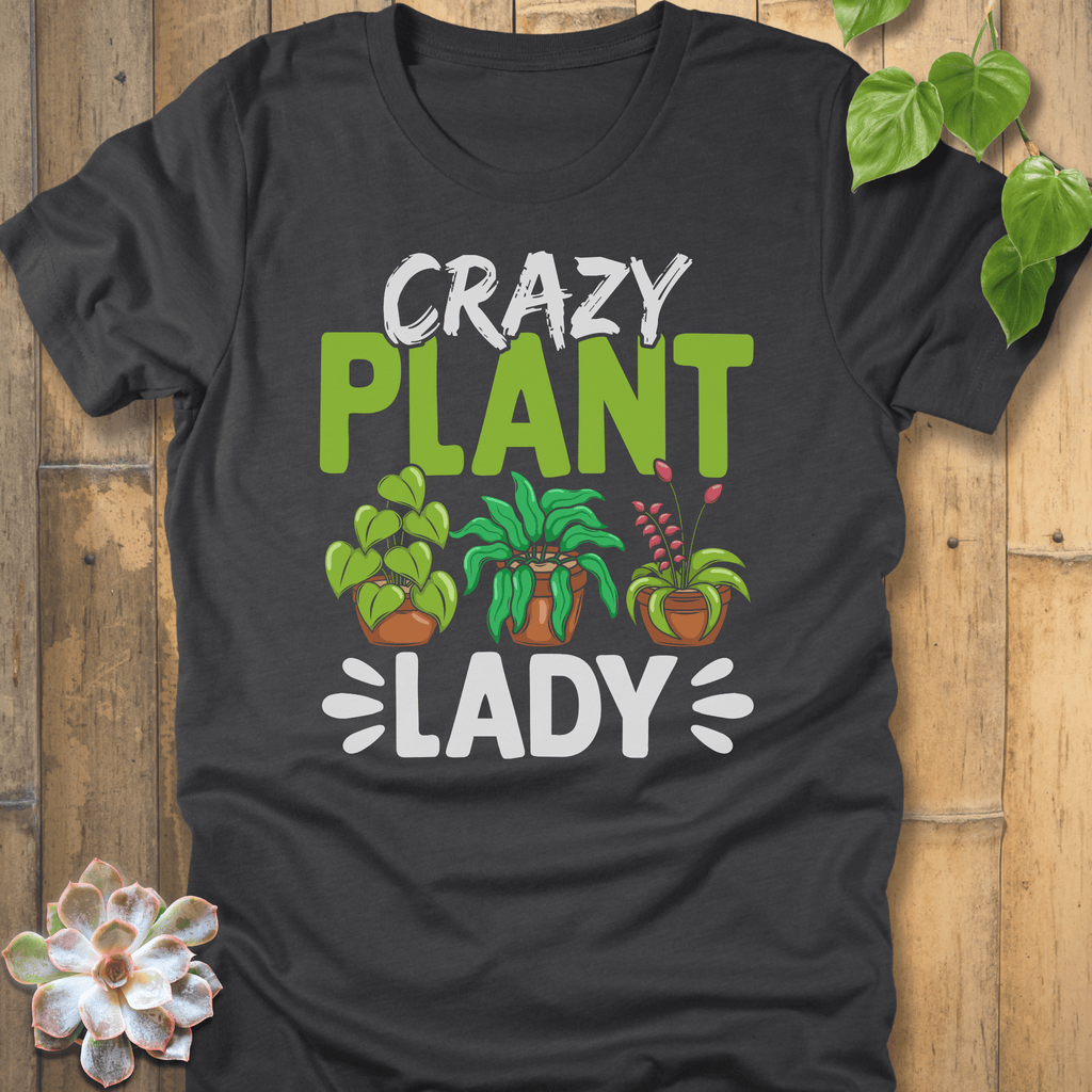 Dark Grey Heather / S Crazy Plant Lady T-Shirt T-Shirt