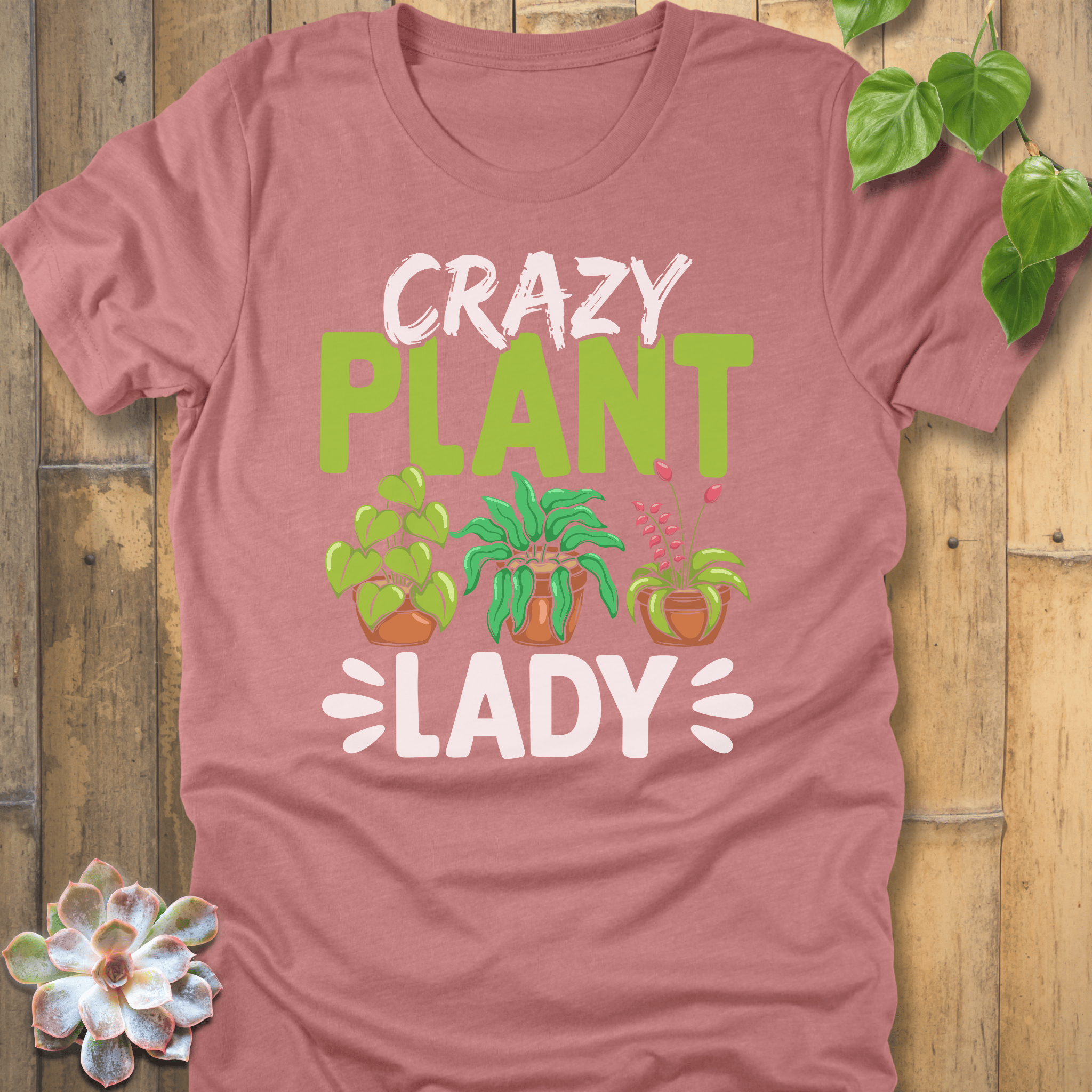 Heather Mauve / S Crazy Plant Lady T-Shirt T-Shirt