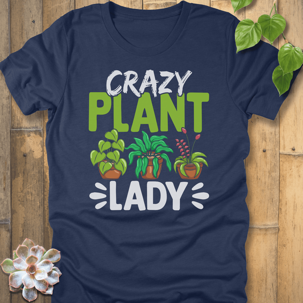 Heather Navy / S Crazy Plant Lady T-Shirt T-Shirt