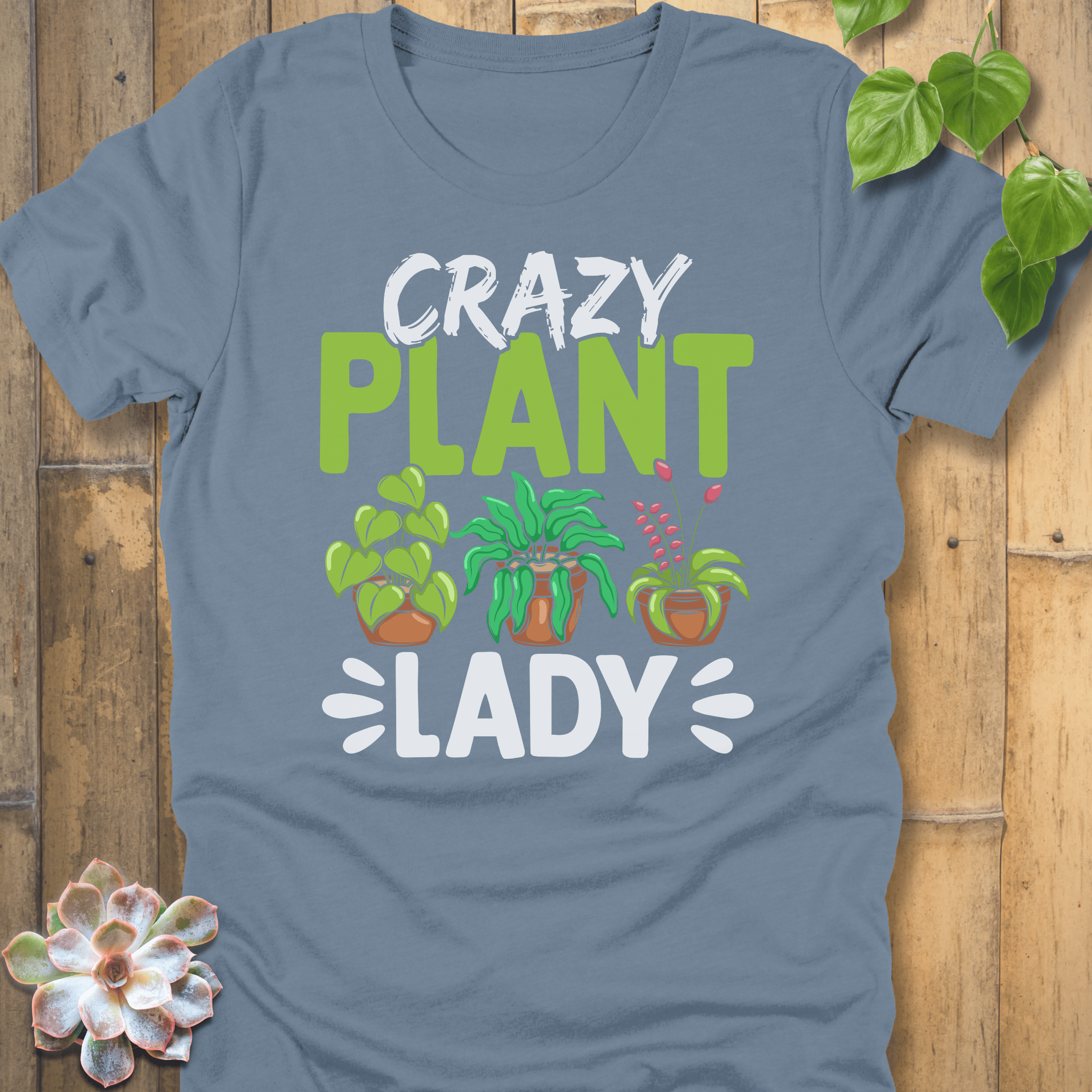 Steel Blue / S Crazy Plant Lady T-Shirt T-Shirt