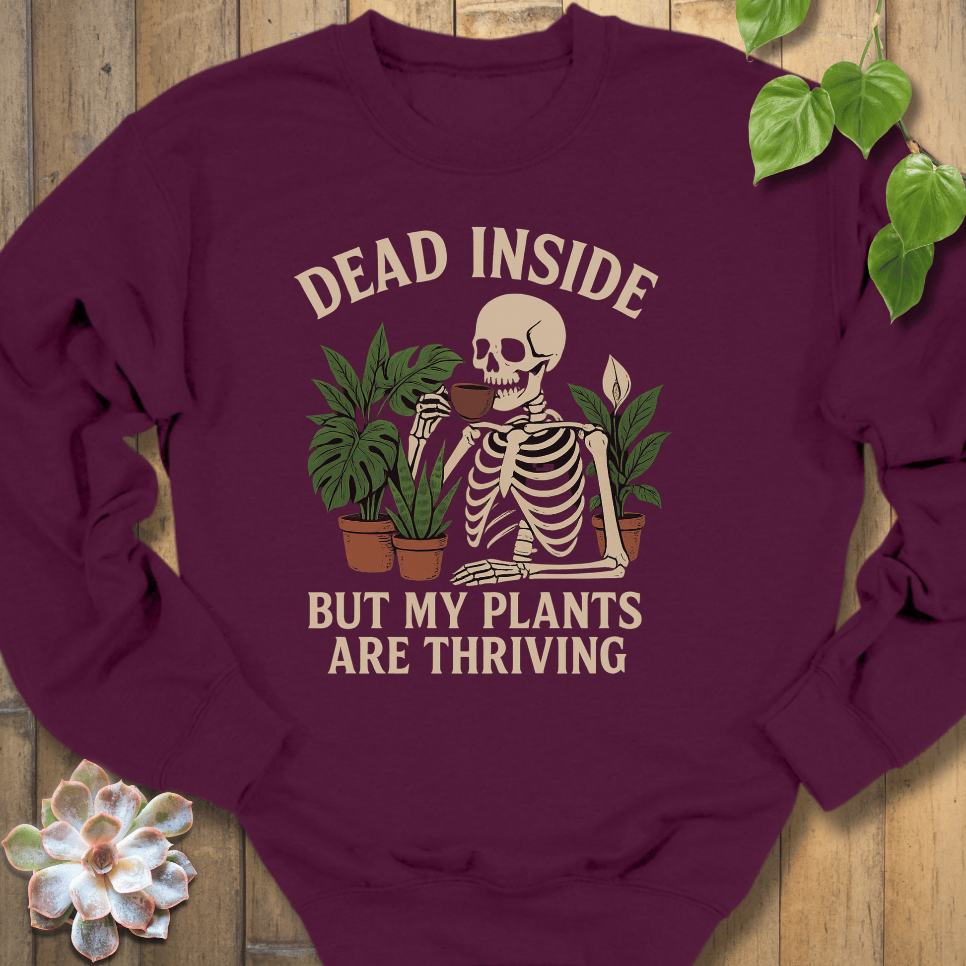 Maroon / S Dead Inside Sweatshirt Sweatshirt