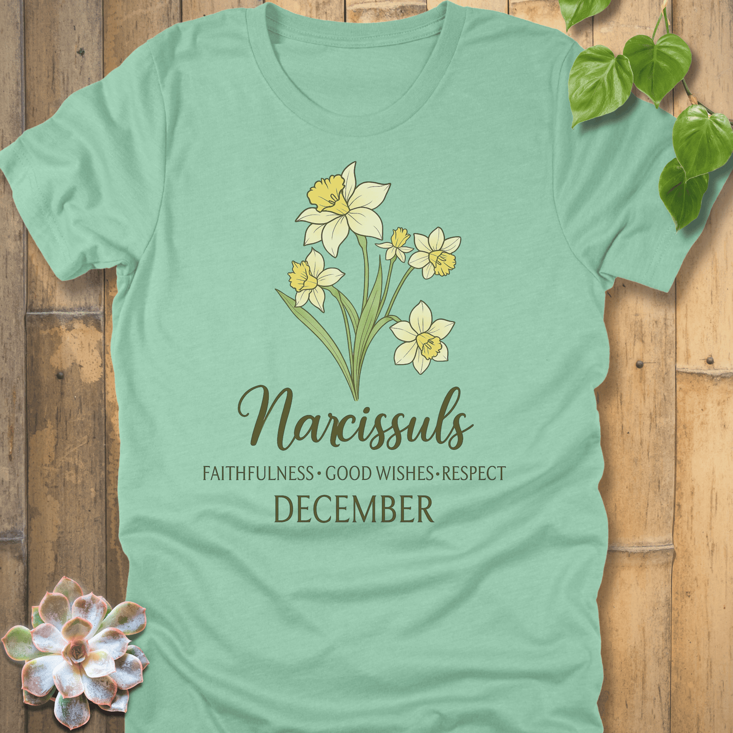 Heather Mint / S December Narcissus T-shirt T-Shirt