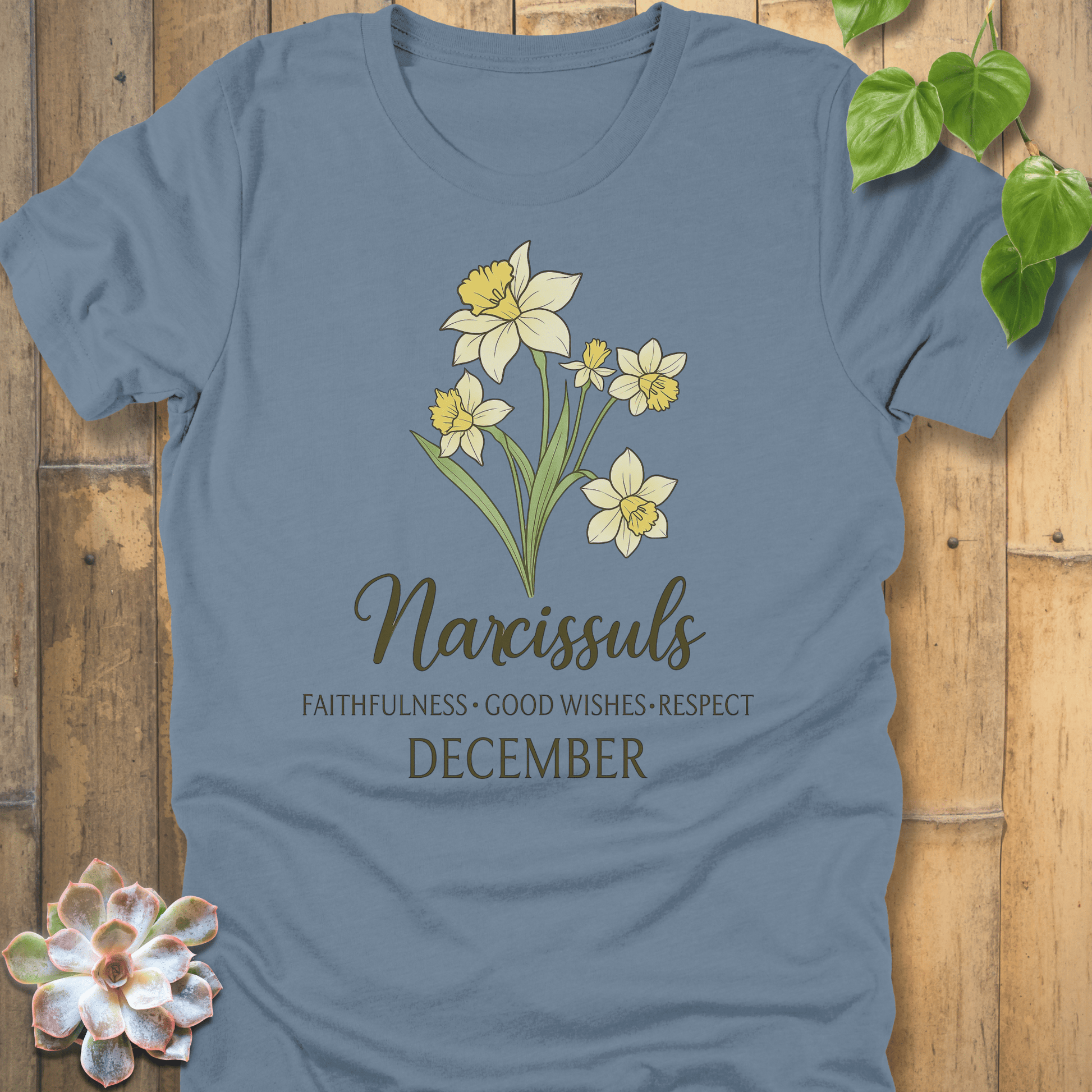 Steel Blue / S December Narcissus T-shirt T-Shirt