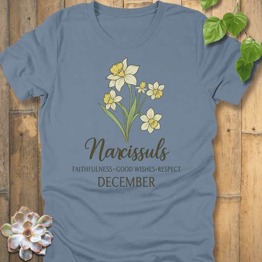 Steel Blue / S December Narcissus T-shirt T-Shirt