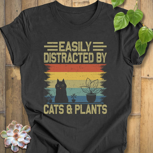 Dark Grey Heather / XS Distracted by Cats -T-Shirt T-Shirt