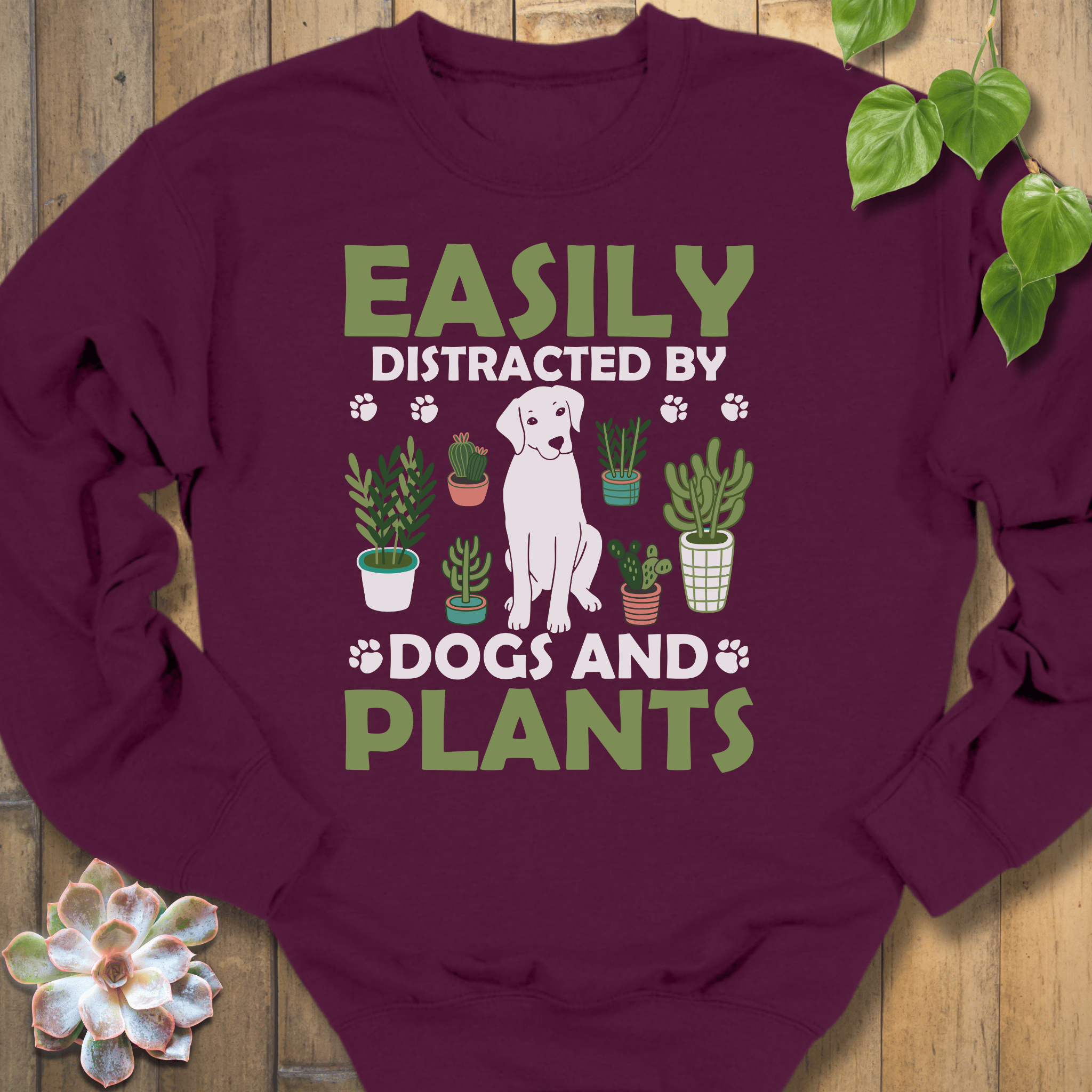 Maroon / S Distracted By Dogs Sweatshirt Sweatshirt